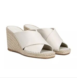 Vince Gaelan Leather Wedge Espadrille Sandals, Size 11, Color Off White